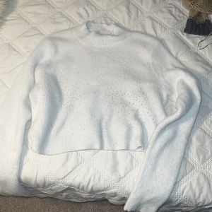 cropped white turtleneck